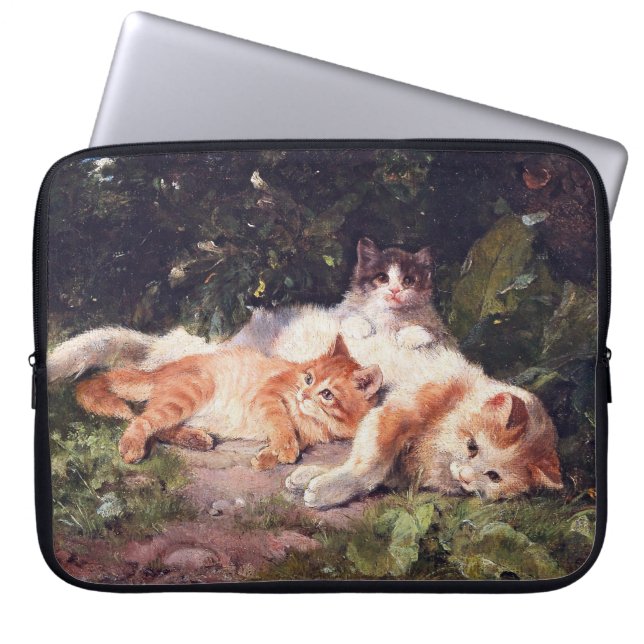 Housse Pour Ordinateur Portable Chat avec Kittens Art (Devant)