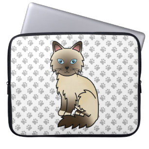 Housse Pour Ordinateur Portable Chat Birman / Ragdoll pointe chocolat & pattes mig