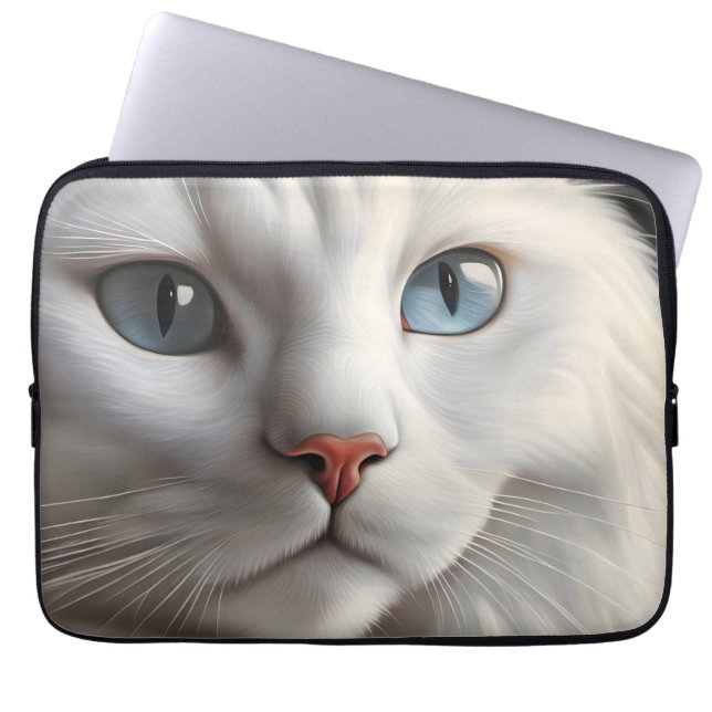 Housse Pour Ordinateur Portable Chat blanc (Devant)
