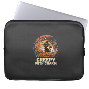 Housse Pour Ordinateur Portable Chat charme effrayant Halloween