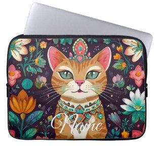 Housse Pour Ordinateur Portable Chat Couronné Bijou
