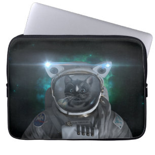 Housse Pour Ordinateur Portable Chat de l'espace - nébuleuse verte -