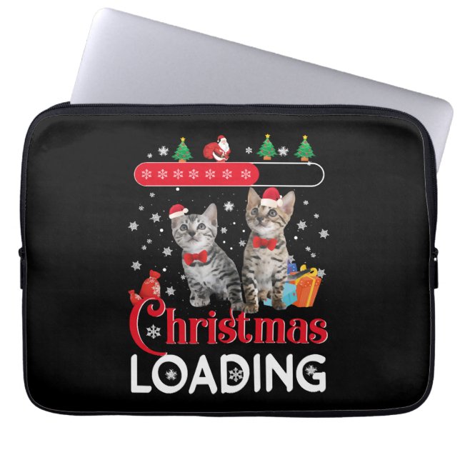 Housse Pour Ordinateur Portable Chat de Noël moche drôle (Devant)