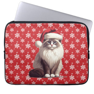 Housse Pour Ordinateur Portable Chat de Noël Ragdoll, chaton de Noël Père Noël Rag