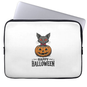 Housse Pour Ordinateur Portable Chat d'Halloween Mignon Citrouille Vintage Épouvan
