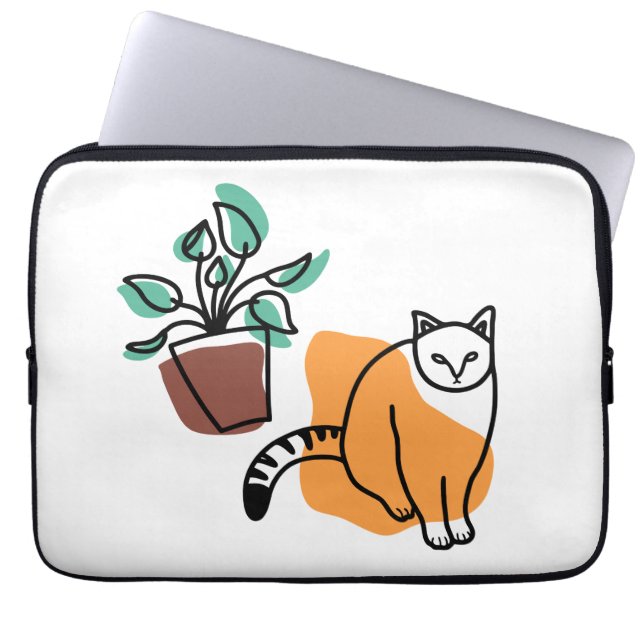 Housse Pour Ordinateur Portable Chat et le plante (Devant)