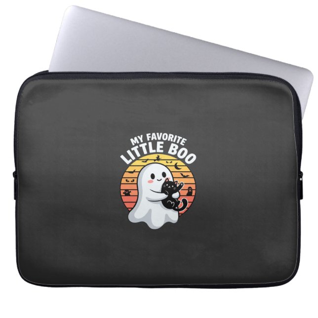 Housse Pour Ordinateur Portable Chat fantôme d'Halloween Little Boo (Devant)