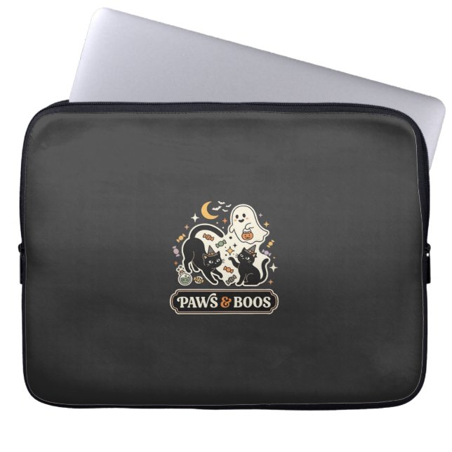 Housse Pour Ordinateur Portable Chat Fantôme Magie Halloween (Devant)