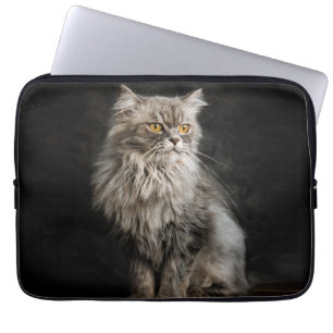 Housse Pour Ordinateur Portable Chat gris duveteux