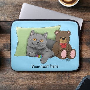 Housse Pour Ordinateur Portable Chat gris ours en peluche