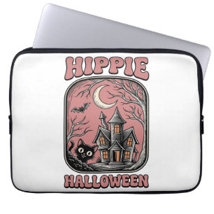 Housse Pour Ordinateur Portable Chat Halloween Hippie Maison Hantée Design Vintage