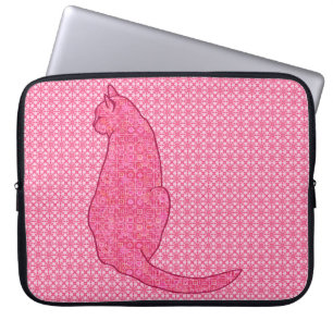 Housse Pour Ordinateur Portable Chat japonais - Fuchsia Pink Batik