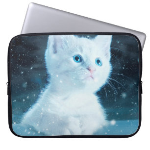 Housse Pour Ordinateur Portable Chat kitty neige art animal nature