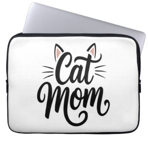 Housse Pour Ordinateur Portable Chat Maman Whiskers et Oreilles