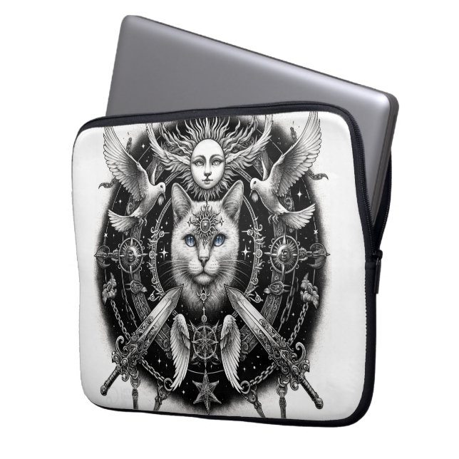 Housse Pour Ordinateur Portable "Chat Mystique" (devant gauche)