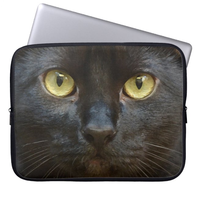 Housse Pour Ordinateur Portable chat noir (Devant)