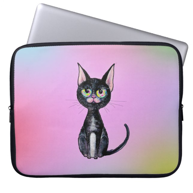 Housse Pour Ordinateur Portable Chat Noir (Devant)