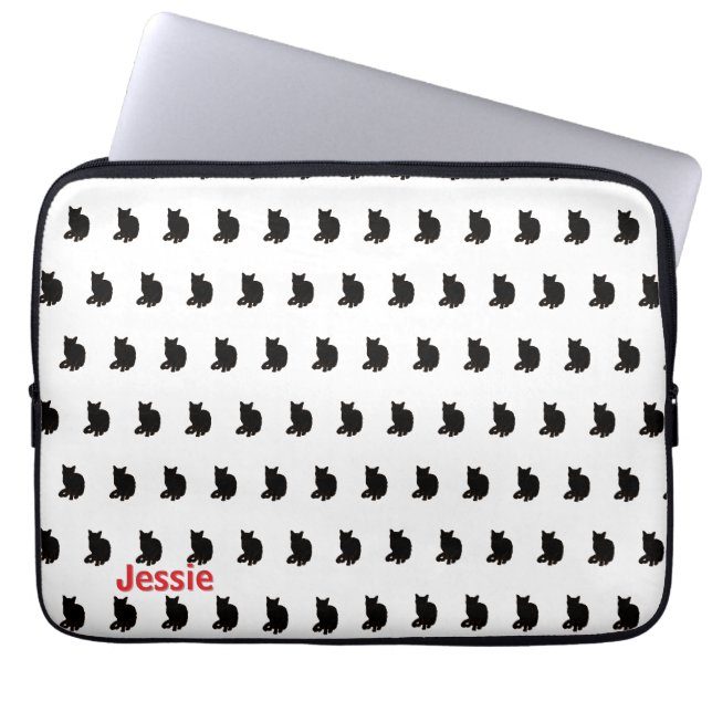 Housse Pour Ordinateur Portable Chat noir (blanc) (Devant)