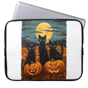Housse Pour Ordinateur Portable Chat noir Halloween Amoureux de les chats Starry N