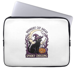 Housse Pour Ordinateur Portable Chat Noir Halloween Gravure Vintage Chat Citrouill