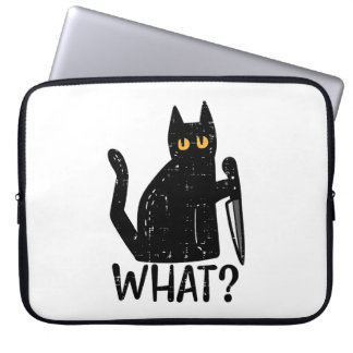 Housse Pour Ordinateur Portable Chat Noir Quel Couteau Drôle animal meurtrier d'Ha