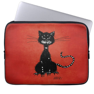 Housse Pour Ordinateur Portable Chat noir rouge dorsal