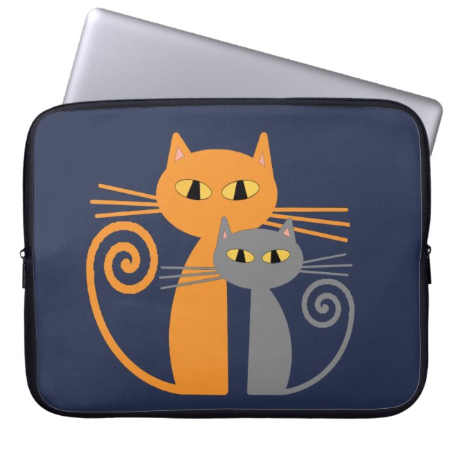 Housse Pour Ordinateur Portable Chat orange, chat gris (Devant)