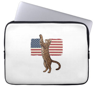 Housse Pour Ordinateur Portable Chat patriotique Drapeau américain Design vectorie