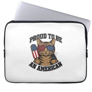 Housse Pour Ordinateur Portable Chat patriotique fier d'être américain vecteur vin