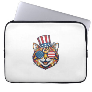 Housse Pour Ordinateur Portable Chat Patriotique Gravure Vintage Design de T-shirt