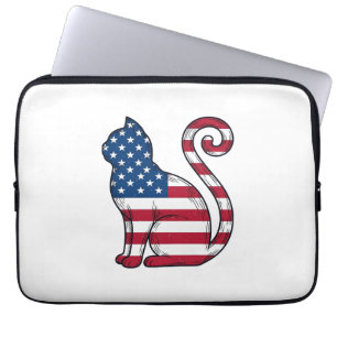 Housse Pour Ordinateur Portable Chat patriotique gravure vintage vecteur design_1