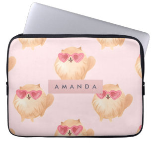 Housse Pour Ordinateur Portable Chat Persan Personnalisé avec Lunettes de Soleil e