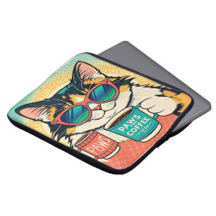 Housse Pour Ordinateur Portable Chat portant des lunettes de soleil surdimensionné