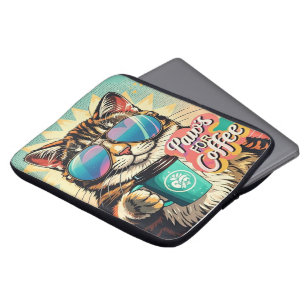 Housse Pour Ordinateur Portable Chat portant des lunettes de soleil surdimensionné