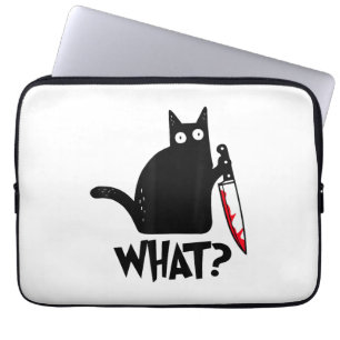 Housse Pour Ordinateur Portable Chat Qu'est-ce que_ Drôle Chat Noir