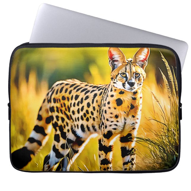 Housse Pour Ordinateur Portable Chat Serval De Savannah Africaine (Devant)
