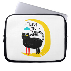 Housse Pour Ordinateur Portable Chat sur la lune