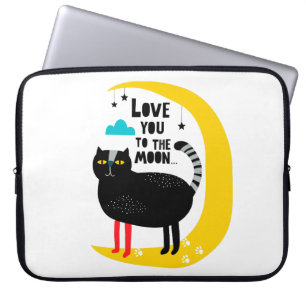Housse Pour Ordinateur Portable Chat sur la lune