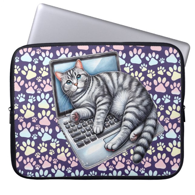 Housse Pour Ordinateur Portable Chat sur ordinateur portable (Devant)