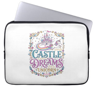 Housse Pour Ordinateur Portable Château de licorne Rêves Licorne Fond blanc Pri