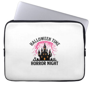 Housse Pour Ordinateur Portable Château Hanté Nuit d'Horreur Halloween Vintage