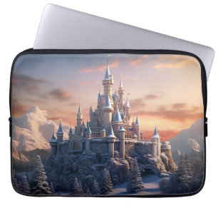 Housse Pour Ordinateur Portable Château numérique fantastique dans les montagnes