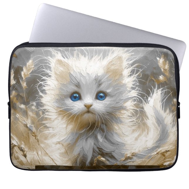 Housse Pour Ordinateur Portable Chaton blanc précieux (Devant)