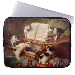 Housse Pour Ordinateur Portable Chatons et piano