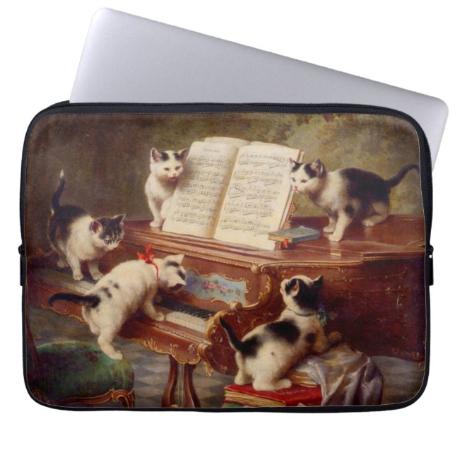 Housse Pour Ordinateur Portable Chatons et piano (Devant)