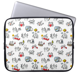 Housse Pour Ordinateur Portable Chats amusants, lait et magie.