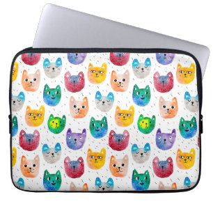 Housse Pour Ordinateur Portable Chats aquarelles et amis