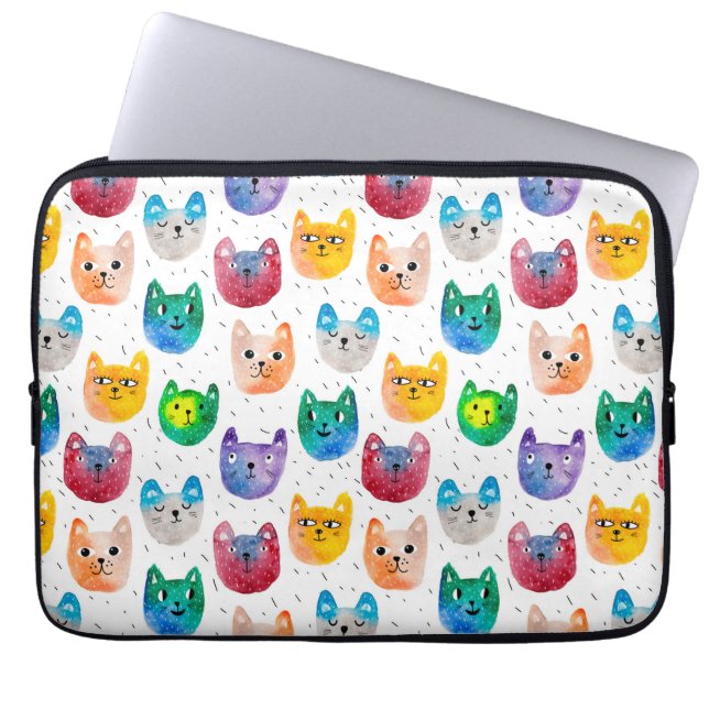 Housse Pour Ordinateur Portable Chats aquarelles et amis (Devant)