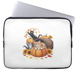 Housse Pour Ordinateur Portable Chats Automne Pumpkin Action de grâce Tournesol O