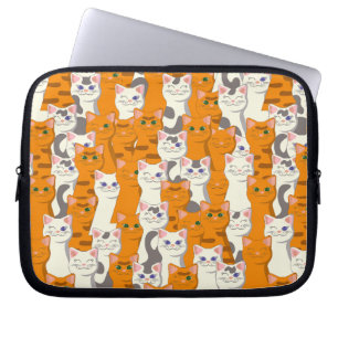 Housse Pour Ordinateur Portable Chats blancs et gingembre motif yeux verts yeux bl